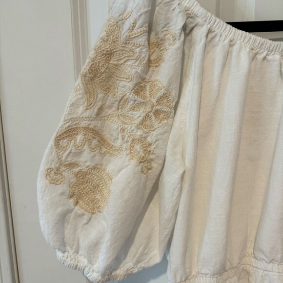 White Stretchy Dress with Floral Embroidery - Size Medium - Picture 7 of 8